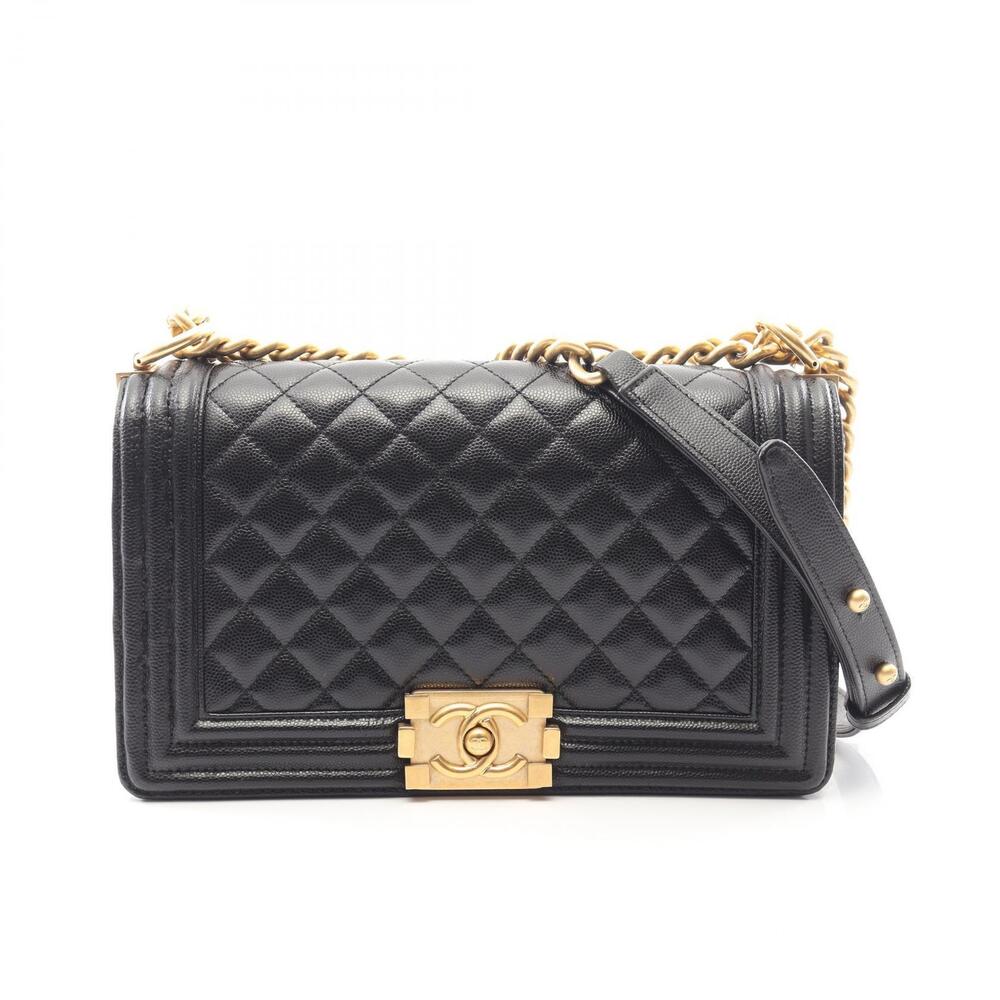 Chanel Boy Shoulder Bag Calfskin Cowhide Black